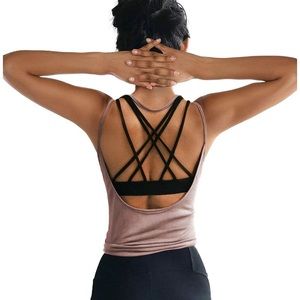 Pink open back workout tank